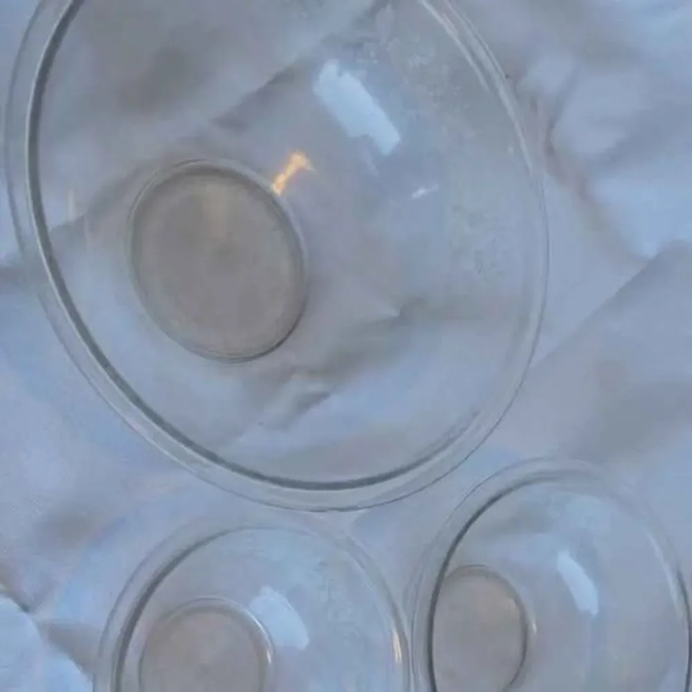 Vintage Pyrex Colonial Mist White Lace Clear Nesting Bowl Mixing Bowl Set of 3